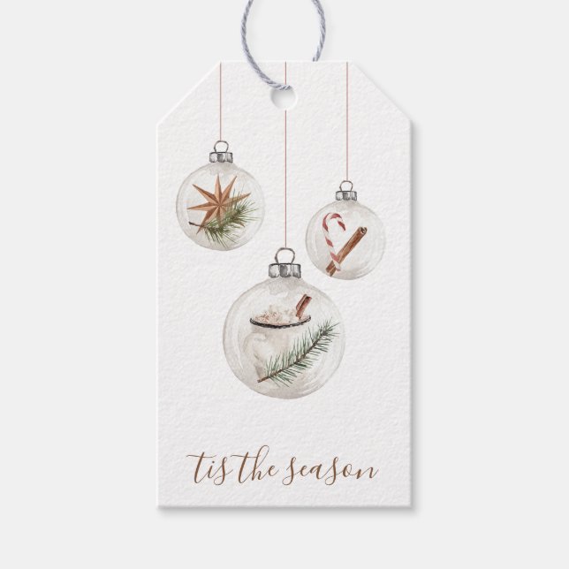 Rustic Christmas Hanging Ornaments Gift Tag (Front)