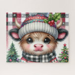 Rustic Christmas Highland Cow Jigsaw Puzzle<br><div class="desc">Rustic Christmas Highland Cow
cute/colorful
Illustration/sublimation
Customizable</div>
