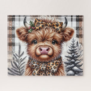 Rustic Christmas Highland Cow Jigsaw Puzzle