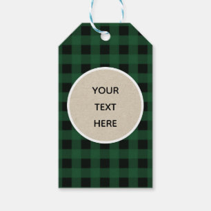 Rustic Christmas Holiday Green Buffalo Plaid Kraft Gift Tags