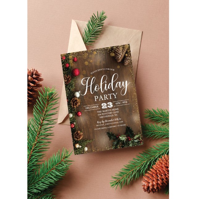 Rustic Christmas Holiday Party Invitation (Creator Uploaded)