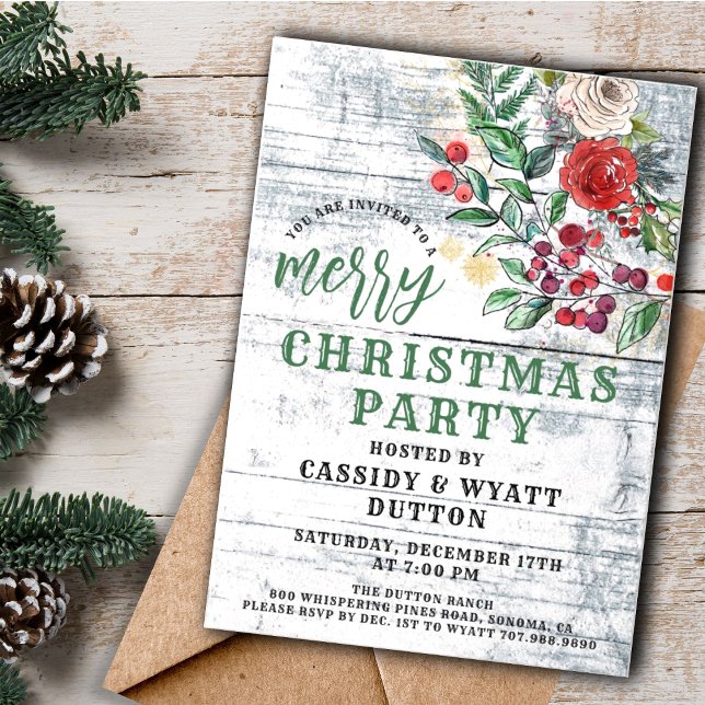 Rustic Christmas Holiday Party Invitation (Creator Uploaded)