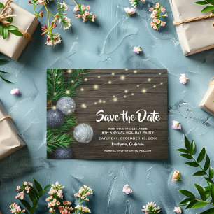 Rustic Christmas Holiday Party Save the Date Invitation Postcard