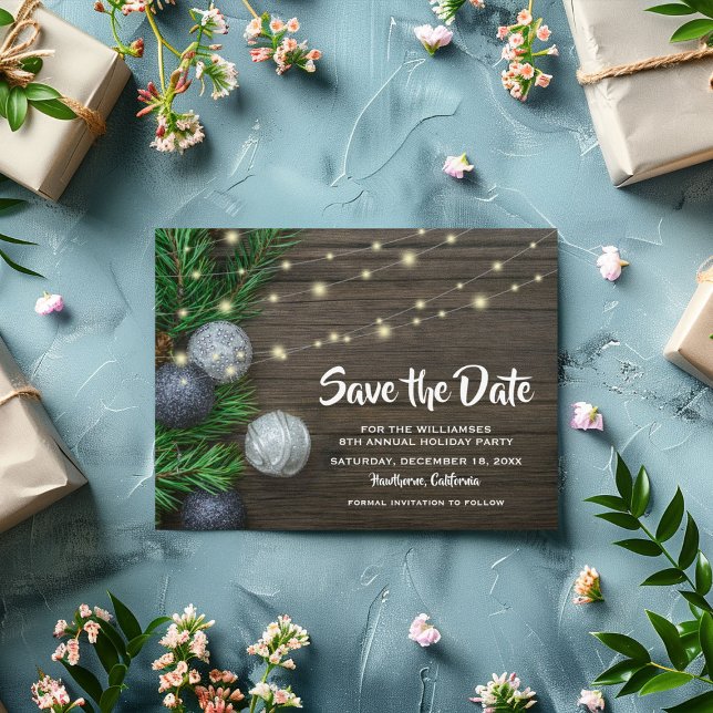 Rustic Christmas Holiday Party Save the Date Invitation Postcard (Creator Uploaded)