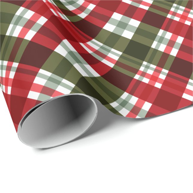 Rustic Christmas/Holiday Red & Green Tartan Wrapping Paper (Roll Corner)