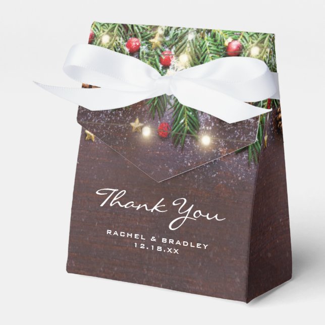 Rustic Christmas Holiday Wedding Favor Box (Front Side)