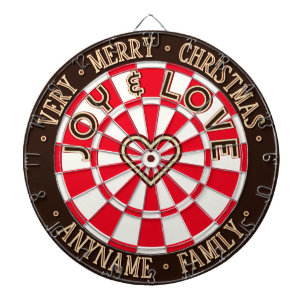 Rustic Christmas Joy FAMILY NAME Red, White, Brown Dartboard