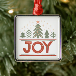 Rustic Christmas Joy Metal Ornament