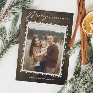 Rustic Christmas Lights Photo Holiday Card