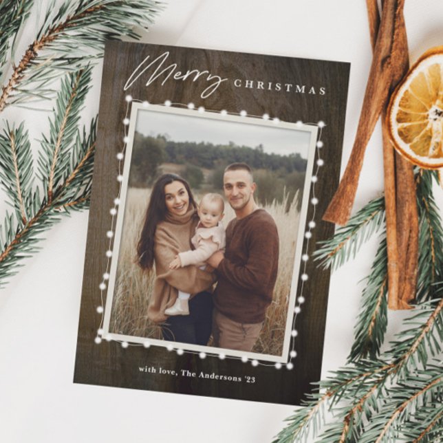 Rustic Christmas Lights Photo Holiday Card (Rustic christmas lights photo holiday card.)