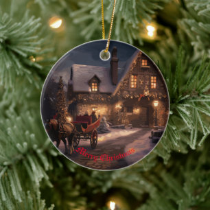 Rustic Christmas Magic Ceramic Ornament