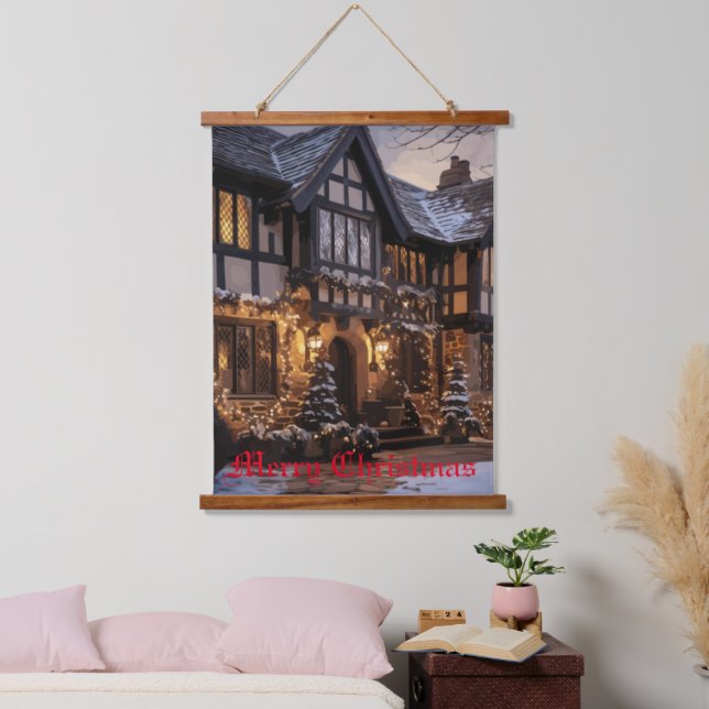 Rustic Christmas Magic Hanging Tapestry (Bedroom)