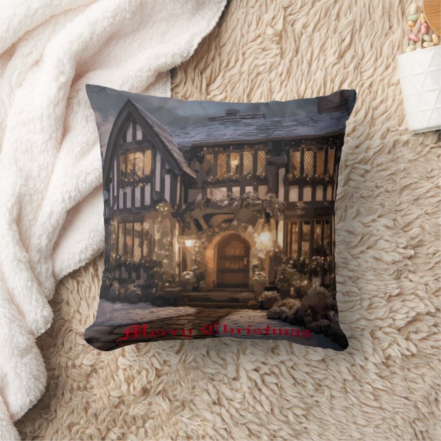 Rustic Christmas Magic Throw Pillow (Blanket)