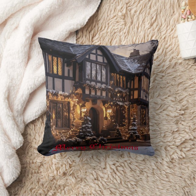 Rustic Christmas Magic Throw Pillow (Blanket)