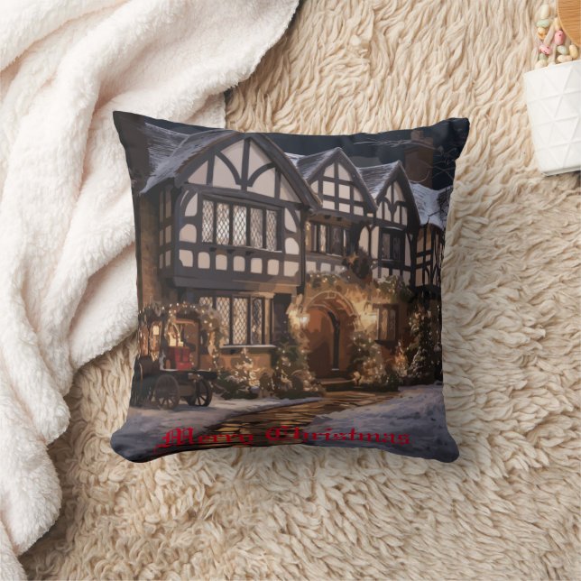 Rustic Christmas Magic Throw Pillow (Blanket)