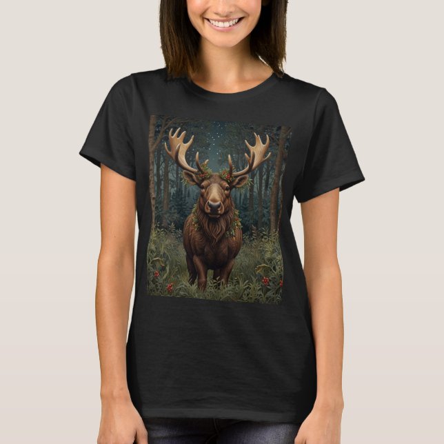 Rustic Christmas moose deer boho woodland forest  T-Shirt (Front)