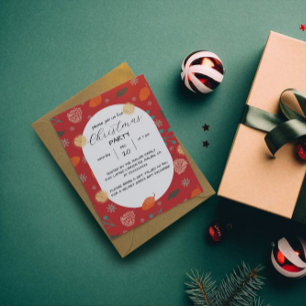 Rustic Christmas Nature Pattern Invitation