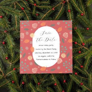 Rustic Christmas Nature Pattern Save The Date
