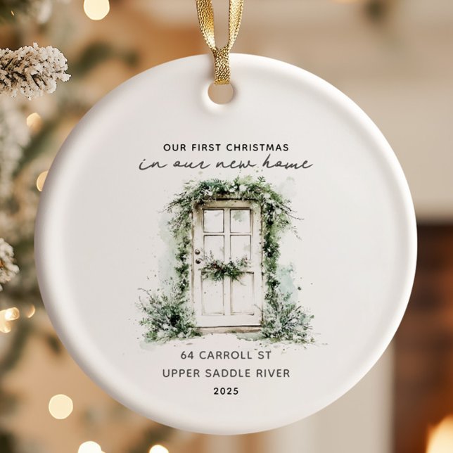Rustic Christmas New Home Ceramic Ornament (Creator Uploaded)
