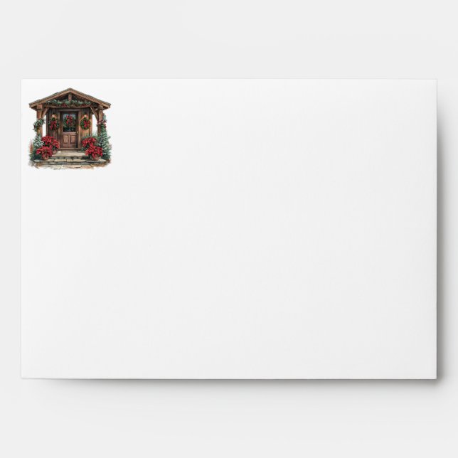 Rustic Christmas New Home Return Address Envelope (Front)