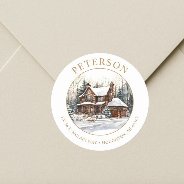 Rustic Christmas New Home Return Address Labels (Creator Uploaded)