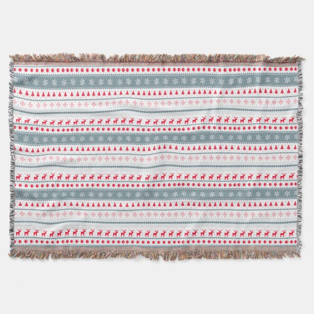 Rustic Christmas Nordic inspired Throw Blanket (Front)