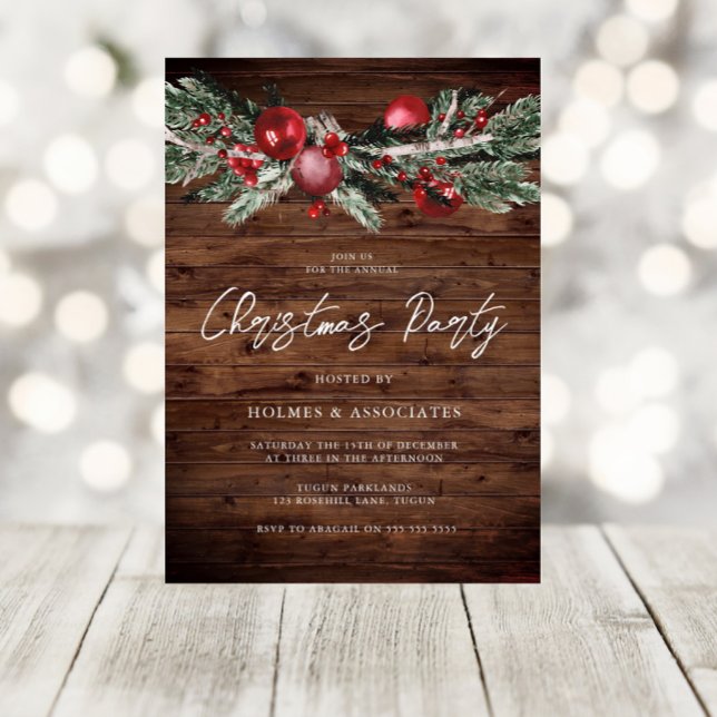 Rustic Christmas Office Corporate Christmas Party Invitation (Creator Uploaded)