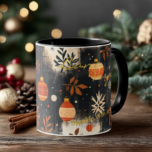 Rustic Christmas ornaments with orange and gold Mug