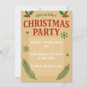 Rustic Christmas Party Invitation 