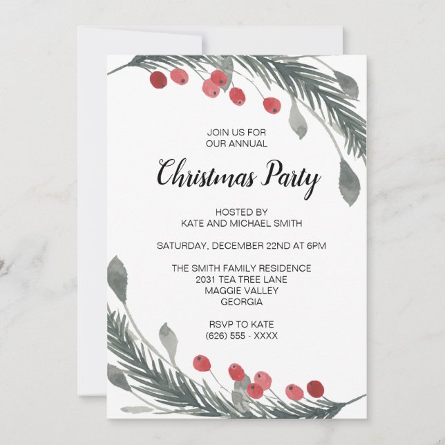 Rustic Christmas Party Invitations hivernales (Devant)