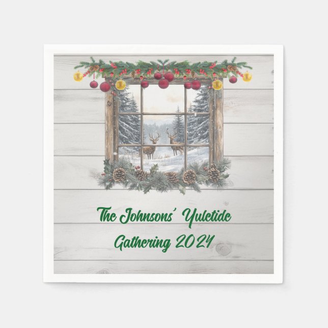 Rustic Christmas Party  Napkin (Front)