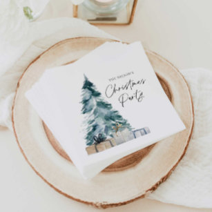 Rustic Christmas Party Personalized Paper Napkins