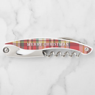 Rustic Christmas Plaid Modern Red Check Corkscrew