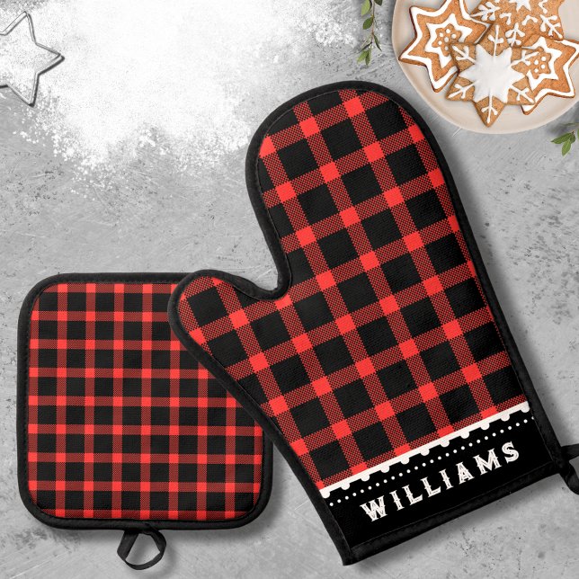 Rustic Christmas Plaid Oven Mitt and Pot Holders Oven Mitt & Pot Holder Set (Rustic Christmas Plaid Oven Mitt and Pot Holders Oven Mitt & Pot Holder Set)