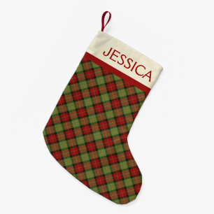 Rustic Christmas Plaid Pattern Custom Small Christmas Stocking