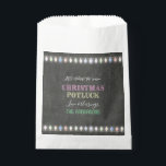 Rustic Christmas Potluck Chalkboard String Lights Favour Bag<br><div class="desc">Rustic Christmas Potluck Chalkboard String Lights. A colourful and joyful design to invite your friend to celebrate the season! Use Customise tool to add your info,  make changes. For matching items,  please,  visit my Christmas Potluck Collection.</div>