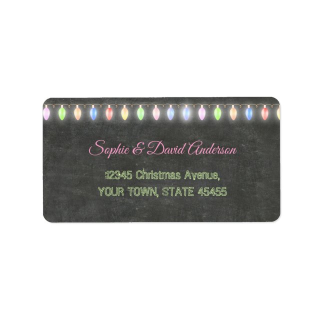 Rustic Christmas Potluck Chalkboard String Lights Label (Front)