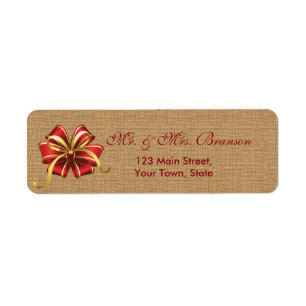 Rustic Christmas Red Bow on Burlap Monogram