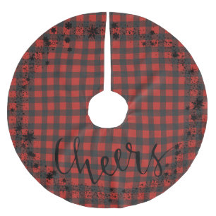 Rustic Christmas, Red Check Plaid,  Brushed Polyester Tree Skirt