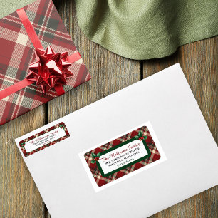 Rustic Christmas Red Green Tartan Plaid Address Label