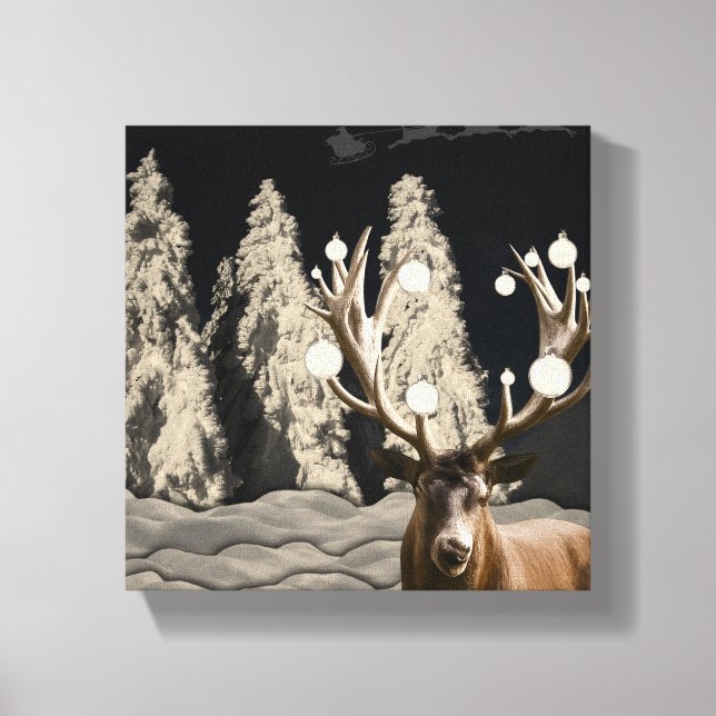Rustic Christmas Reindeer Canvas Print Décor  (Front)