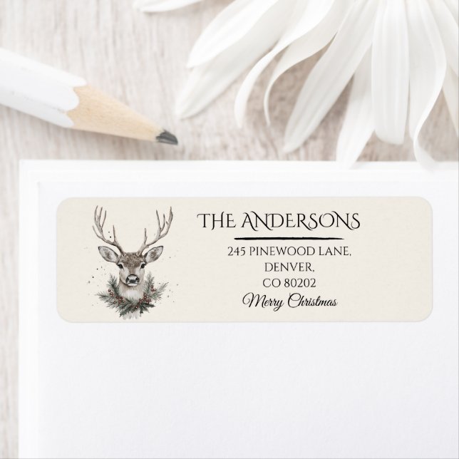 Rustic Christmas Return Address Labels | Stickers (Insitu)
