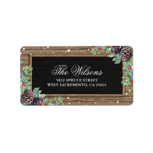 Rustic Christmas Seasonal Return Address Label
