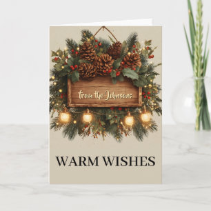 Rustic Christmas Sign with Customizable Text Card
