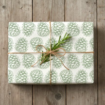 Rustic Christmas Simple Pine Cones Sage Green