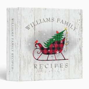 Rustic Christmas Sleigh Red Buffalo Plaid Recipe Binder