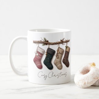 Rustic Christmas Stockings Cozy Holiday Coffee Mug