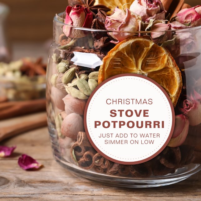 Rustic Christmas Stove Potpourri Classic Round Sticker (Rustic Christmas Stove Potpourri Classic Round Sticker)