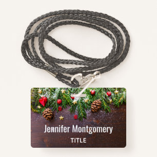 Rustic Christmas Table with Pine & Snow Badge