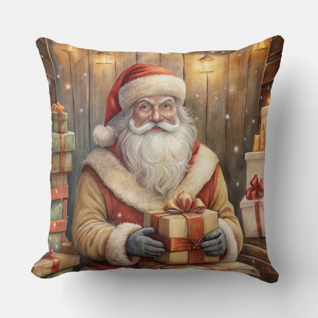 Rustic Christmas Throw Pillow (Front)